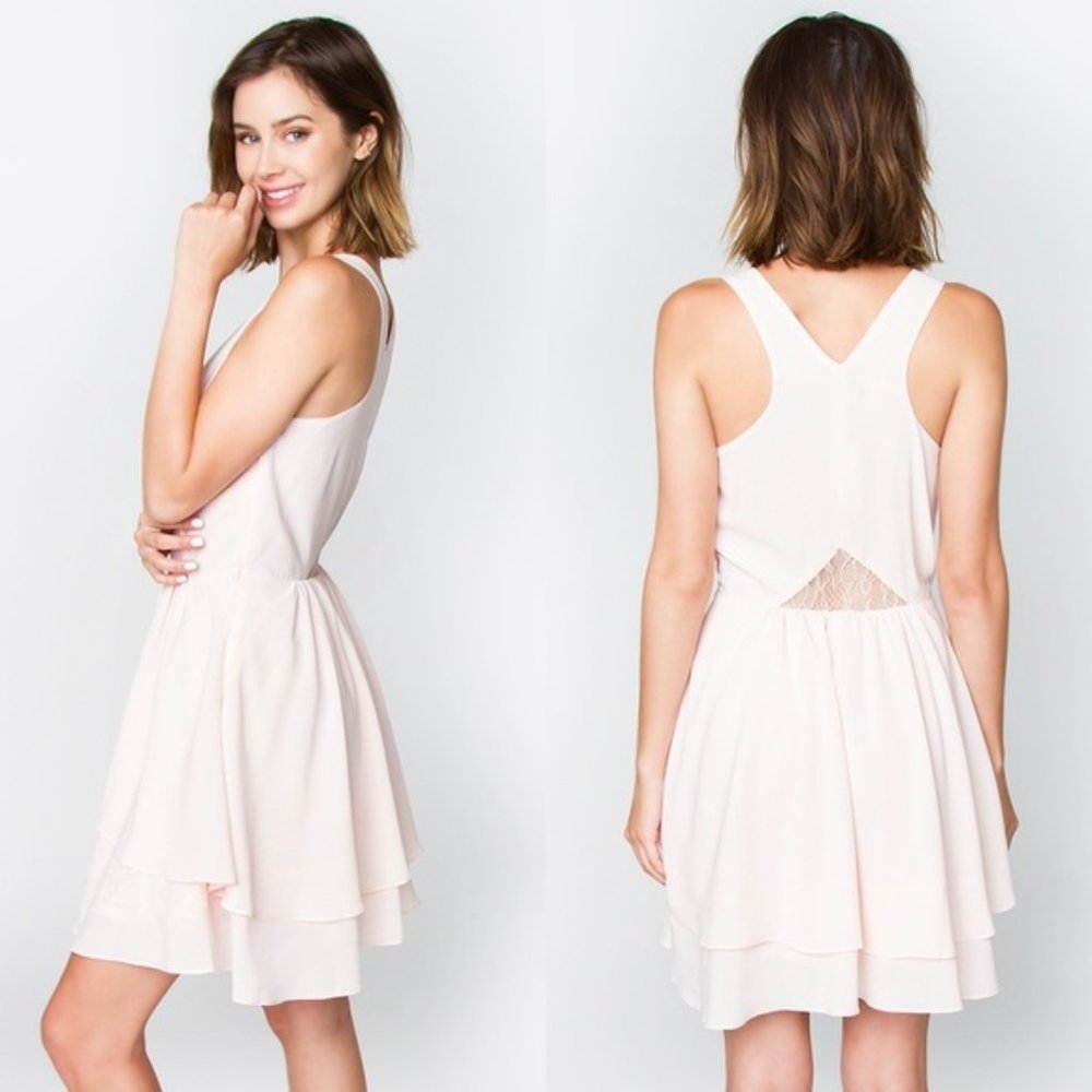 -New Anthropologie Blush Ruffle Fit & Flare Dress- - Picture 5 of 5